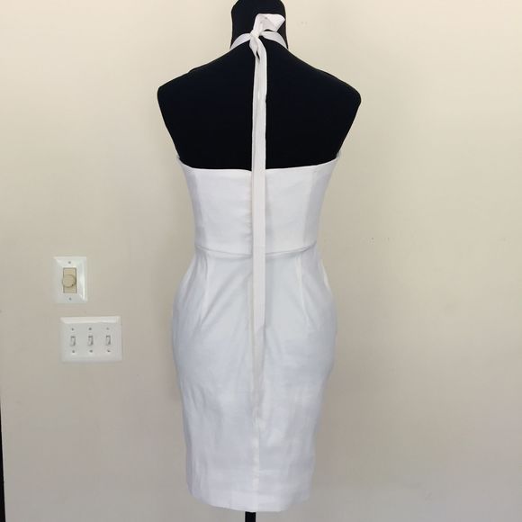 Badgley Mischka Halter Beaded White Cocktail Dress - Picture 5 of 12